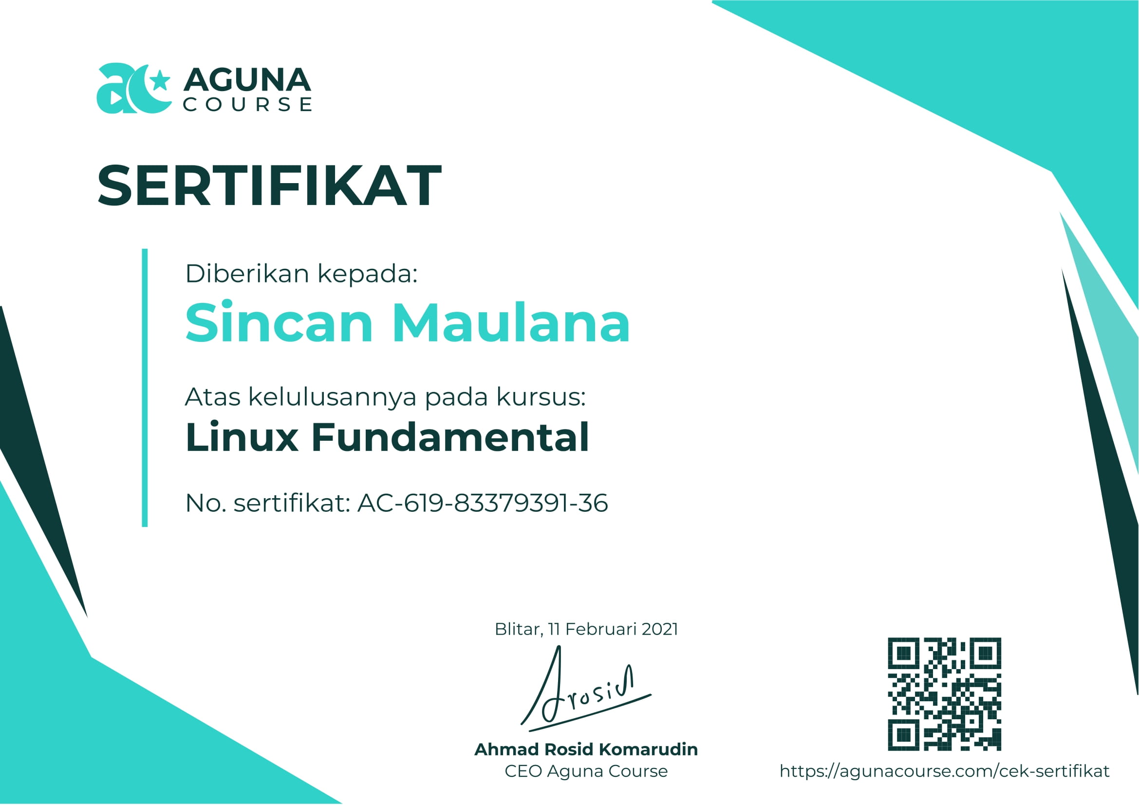 Sertifikat Linux Fundamentals